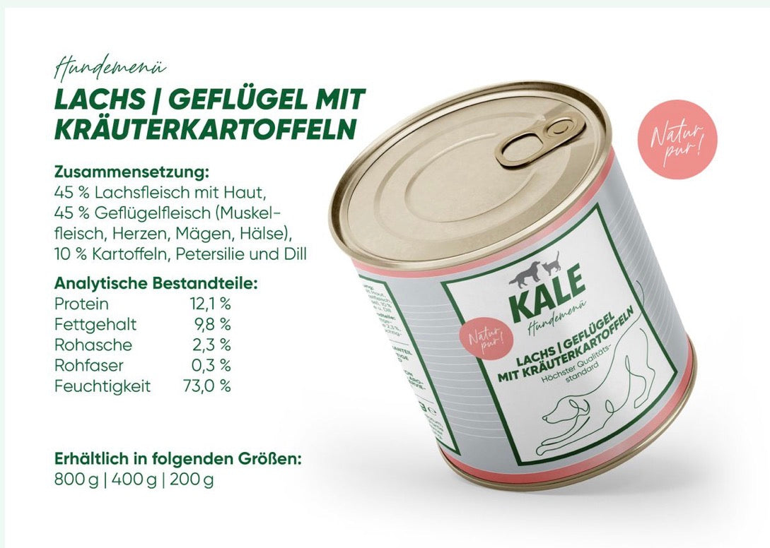 Kale Lachs, Geflügel mit Kräuterkartoffeln