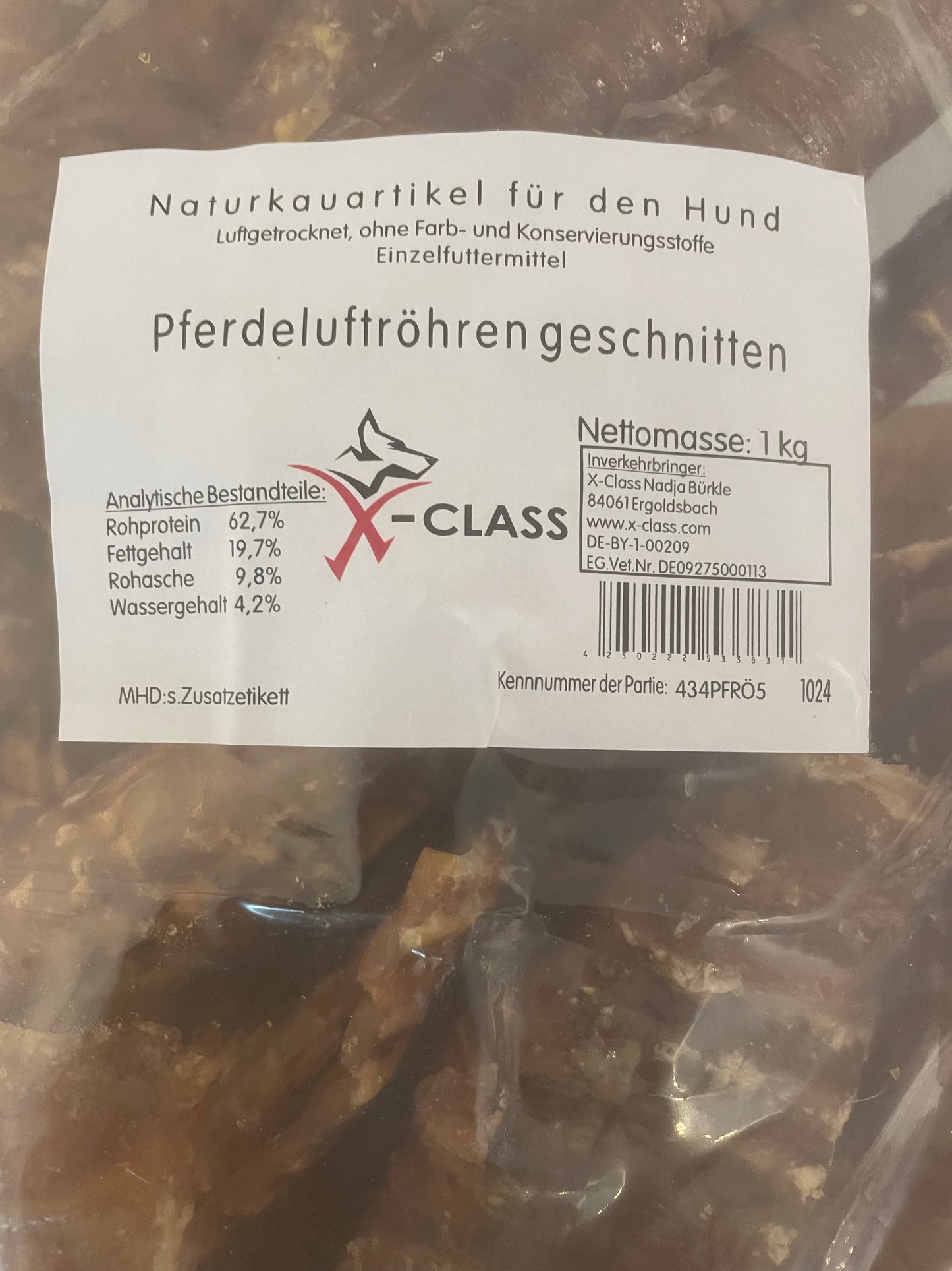 Pferdeluftröhre, geschnitten getrocknet