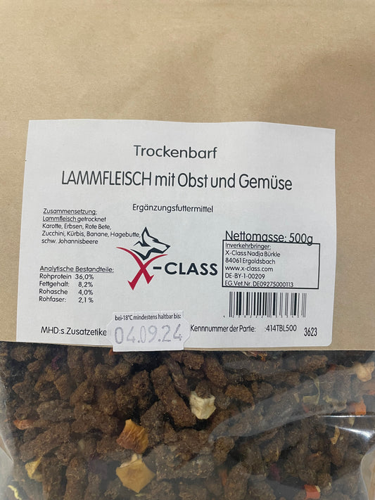 Trockenbarf mit Lammfleisch, Obst und Gemüse