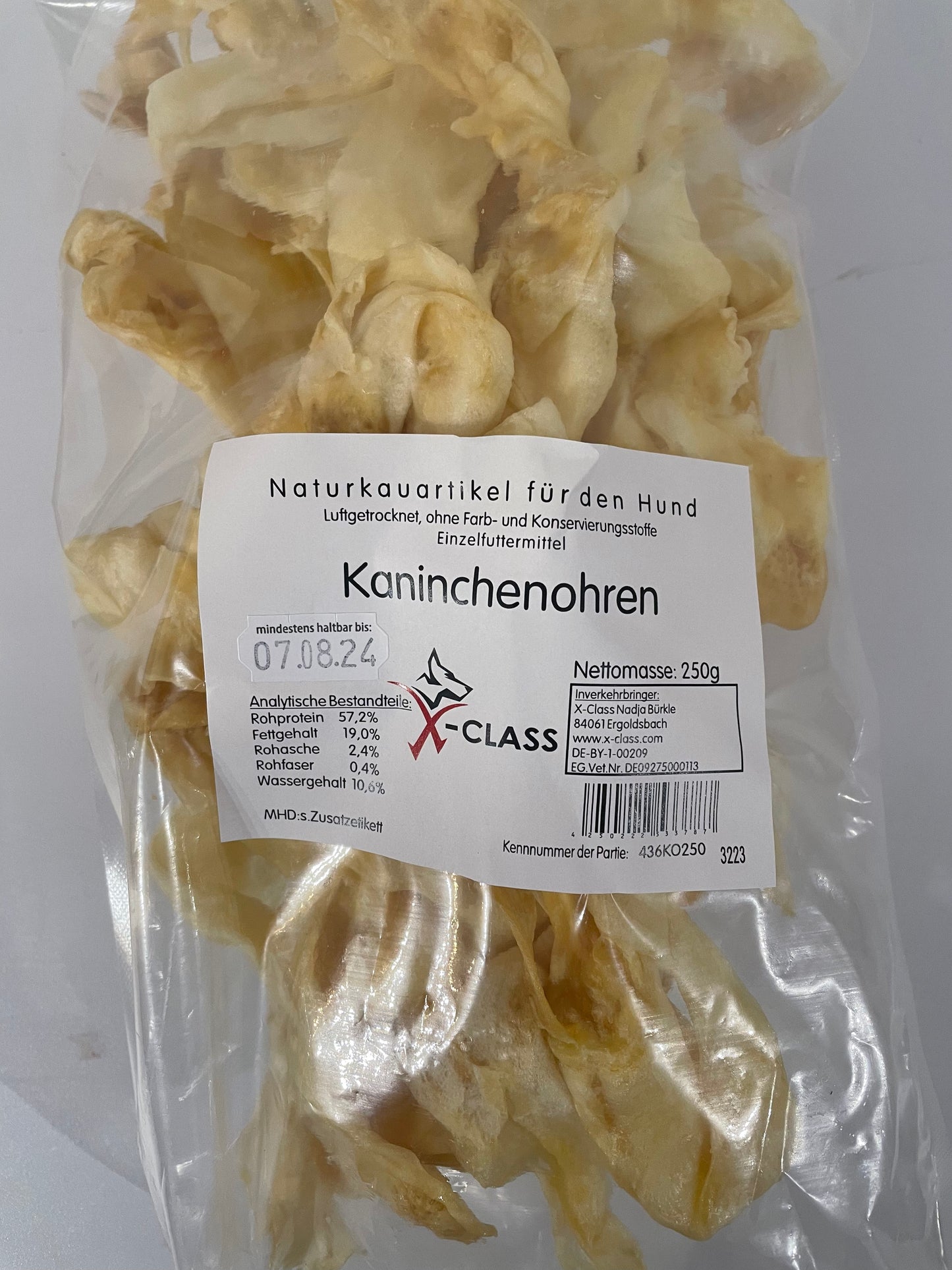 Kaninchenohren ohne Fell, 250g