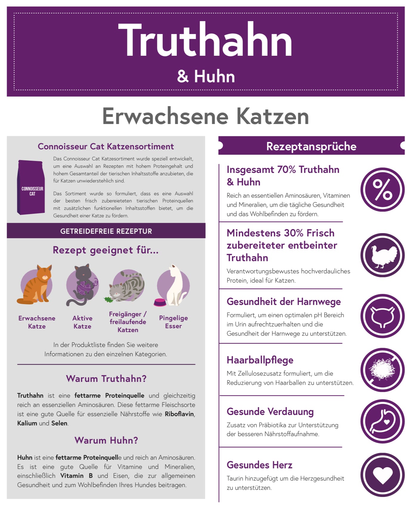 Connoisseur Cat Truthahn & Huhn für erwachsene Katzen