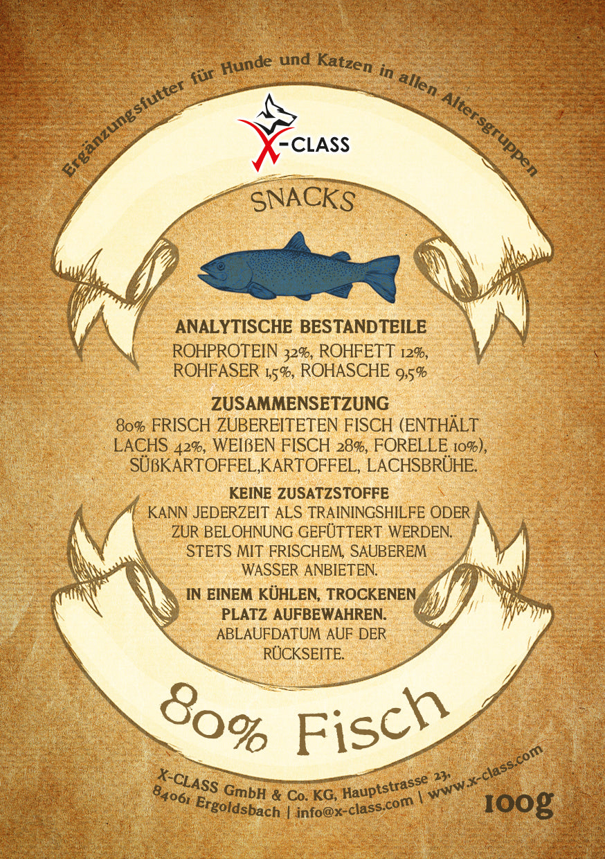 80% Fisch Snack für Hunde & Katzen - getreidefrei