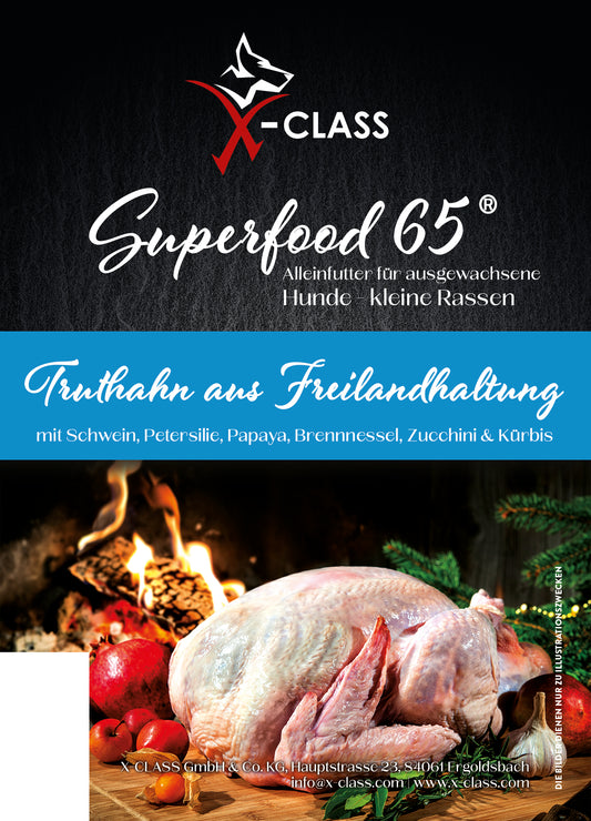 Superfood 65 Truthahn mit Schwein für ausgewachsene kleine Hunde