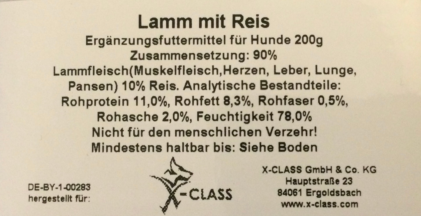 Metzgerqualität Lamm mit Reis