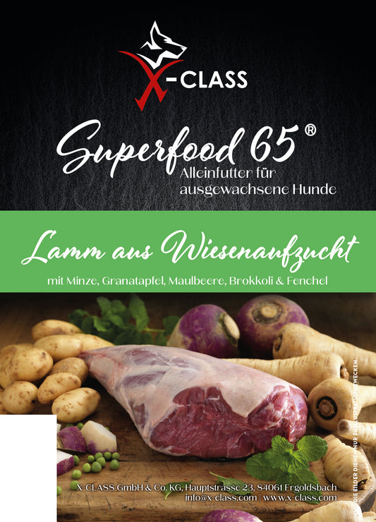 Superfood 65 Lamm aus Wiesenaufzucht für ausgewachsene Hunde