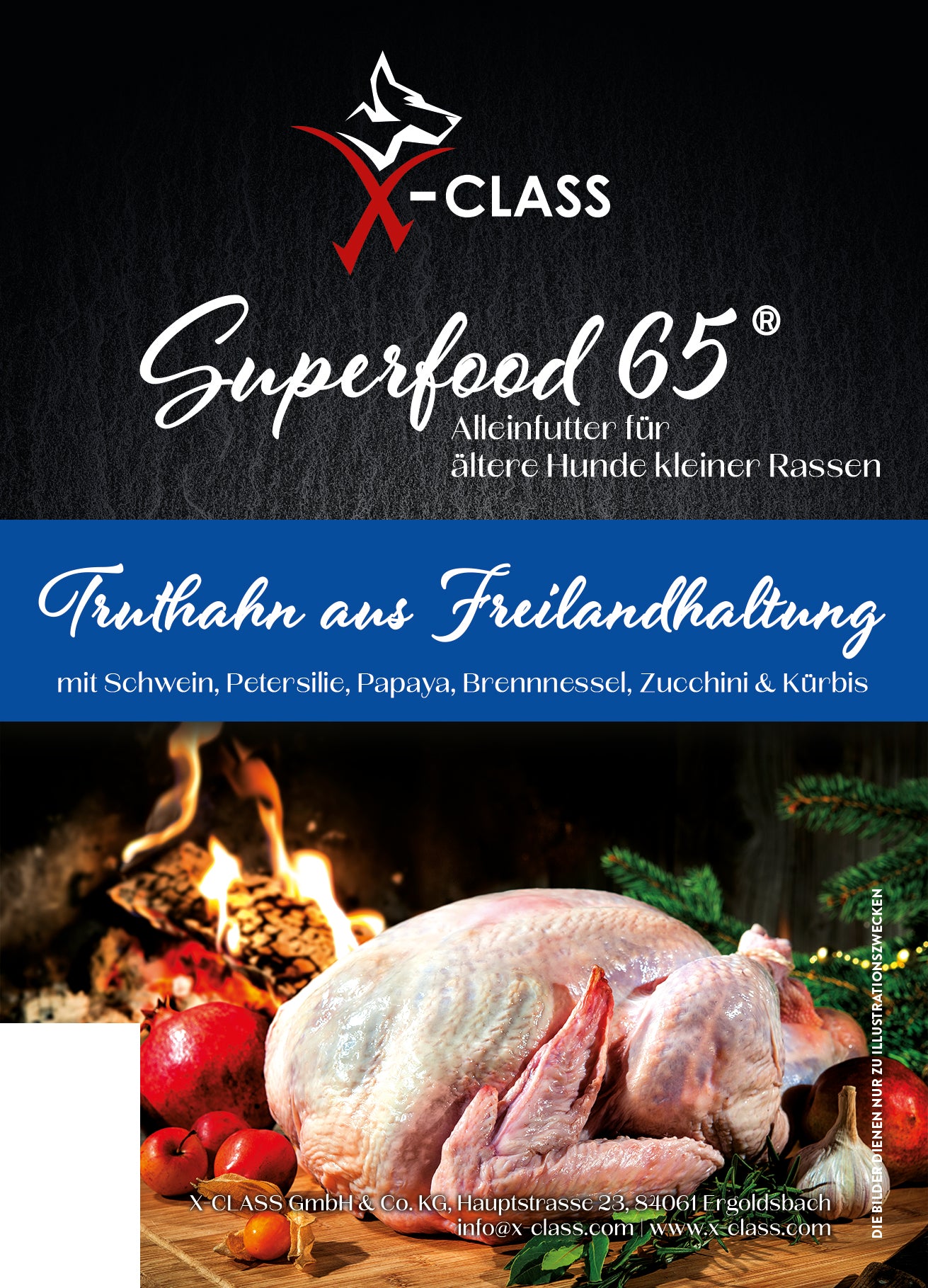 Superfood 65 Truthahn mit Schwein für ausgewachsene ältere kleine Hunde (Senior)