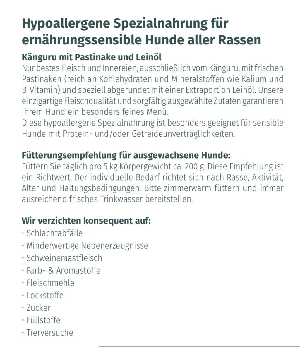 Känguru mit Pastinake & Leinöl 400g