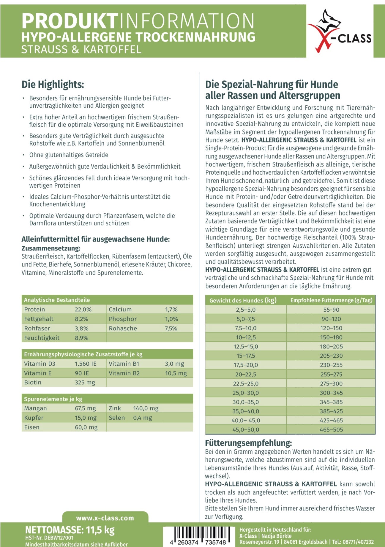 Strauss & Kartoffel Hypo-Allergene Trockennahrung