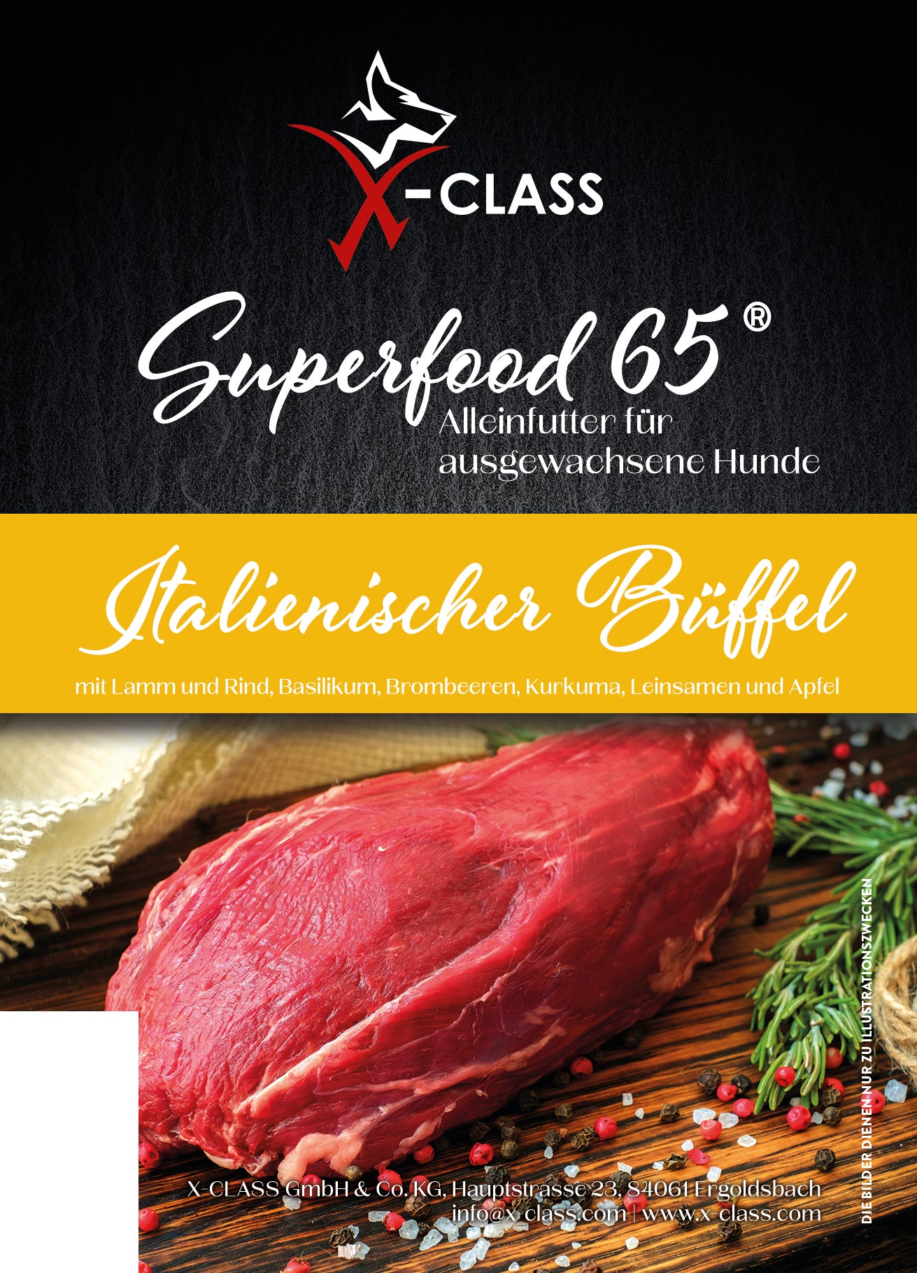 Superfood 65 italienischer Büffel mit Lamm & Rind für ausgewachsene Hunde