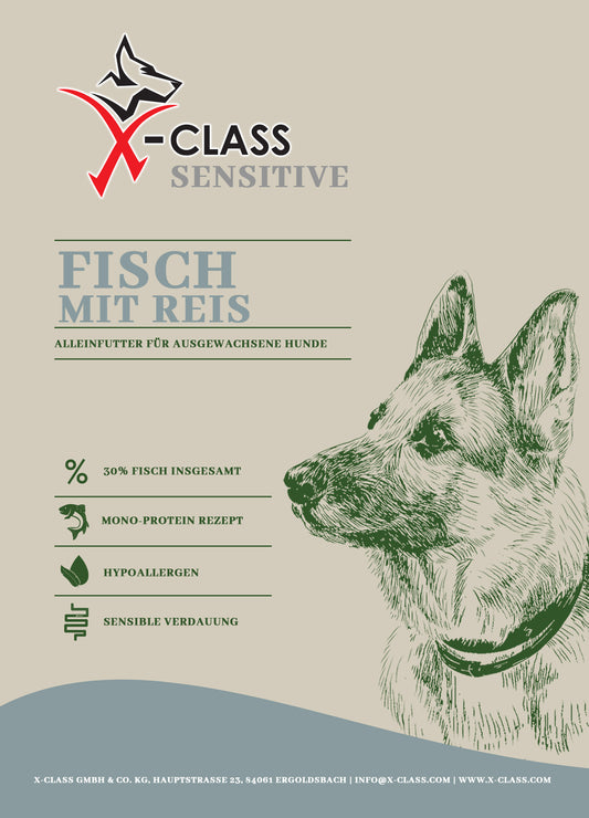 X-CLASS Sensitive Fisch mit Reis für ausgewachsene Hunde