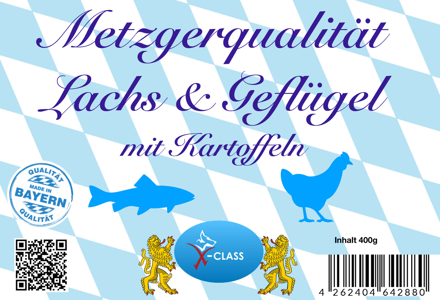 Metzgerqualität Lachs & Geflügel mit Kartoffeln