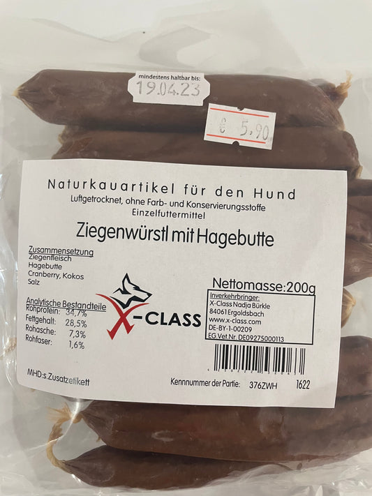 Ziegenwürstchen mit Hagebutte