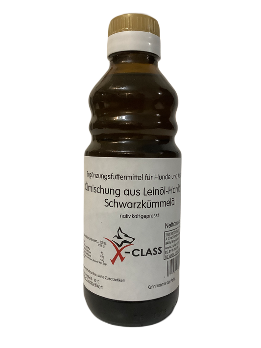 Ölmischung aus Leinöl, Hanföl und Schwarzkümmelöl, 250ml