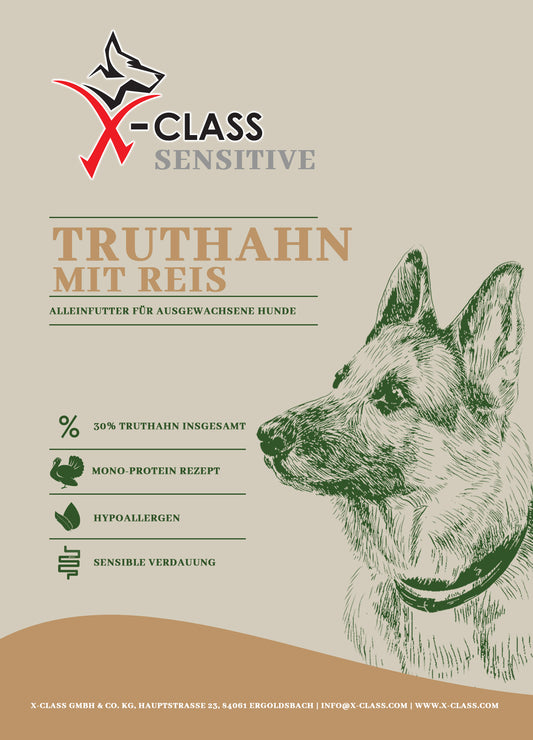 X-CLASS Sensitive Truthahn mit Reis für ausgewachsene Hunde