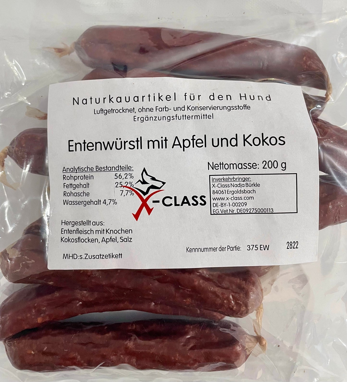 Entenwürstchen mit Apfel und Kokos