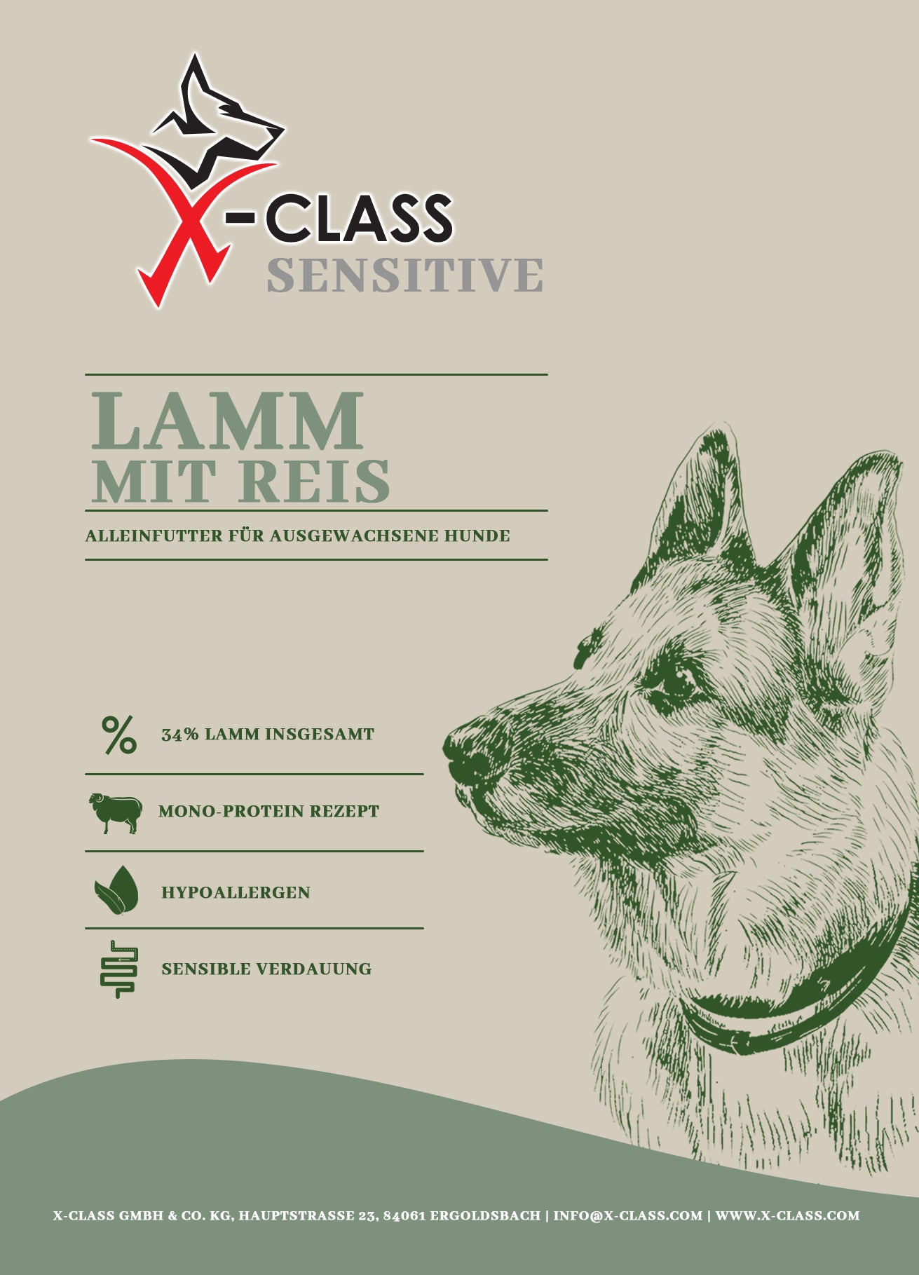 X-CLASS Sensitive Lamm mit Reis für ausgewachsene Hunde