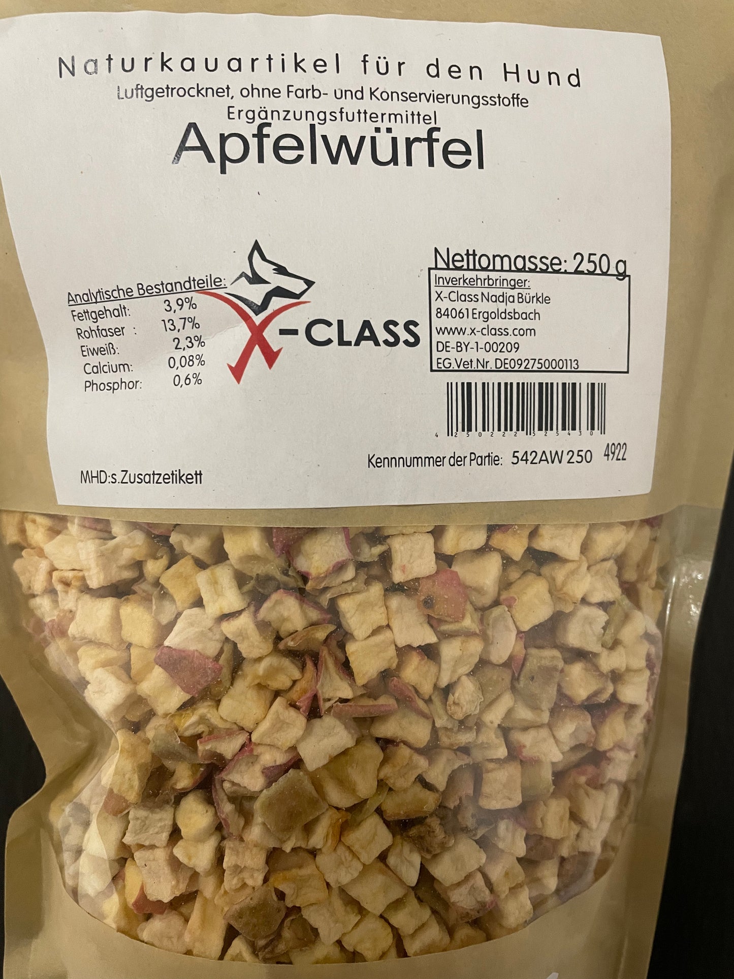 Apfelwürfel, getrocknet, 250g